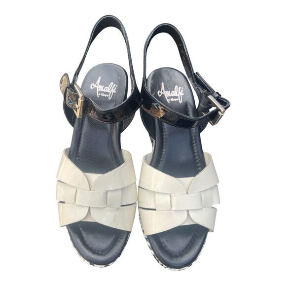 Amalfi by.Rangoni Monna Black & White Chevron Wedge Heels Size 6 - Picture 1 of 5